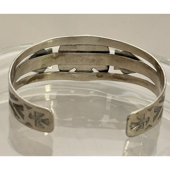 Fred Harvey Era Navajo Sterling Turquoise THUNDERBIRD ARROWHEAD Cuff Bracelet - Picture 5 of 5